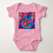kleurrijke hippie-achtige liefdesmaker baby romper (Voorkant)