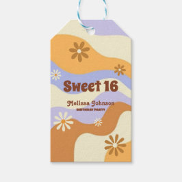 Kleurrijke Hippie Bloem Retro Groovy Sweet 16 Cadeaulabel