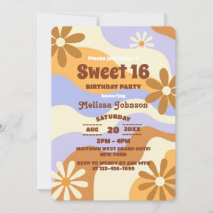 Kleurrijke Hippie Bloem Retro Groovy Sweet 16 Kaart