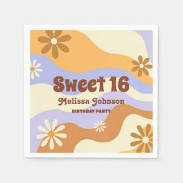 Kleurrijke Hippie Bloem Retro Groovy Sweet 16 Servet