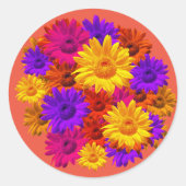 Kleurrijke Hippie Bloemen Koele Fun Meisjesachtige Ronde Sticker (Voorkant)
