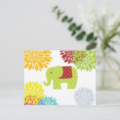 kleurrijke Hippie Elephant Flower Power Briefkaart (Staand voorkant)