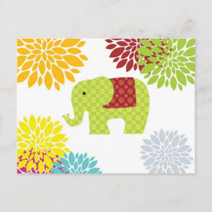  kleurrijke Hippie Elephant Flower Power Briefkaart