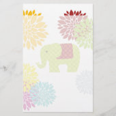  kleurrijke Hippie Elephant Flower Power Briefpapier (Voorkant)