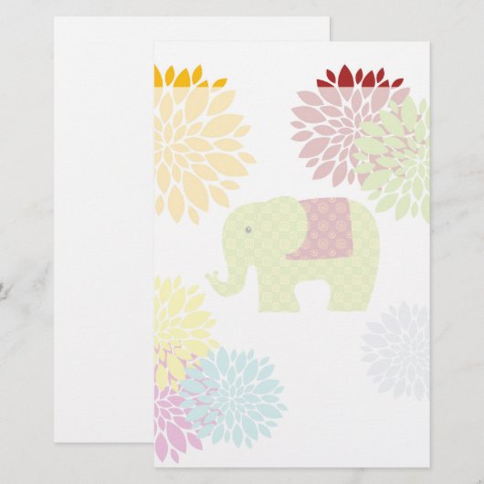 kleurrijke Hippie Elephant Flower Power Briefpapier (Voorkant / Achterkant)