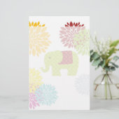 kleurrijke Hippie Elephant Flower Power Briefpapier (Staand voorkant)