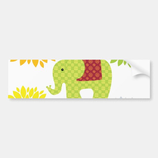  kleurrijke Hippie Elephant Flower Power Bumpersticker (Voorkant)