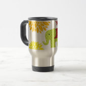 kleurrijke Hippie Elephant Flower Power Reisbeker (Voorkant links)