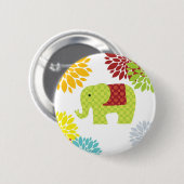 kleurrijke Hippie Elephant Flower Power Ronde Button 5,7 Cm (Voorkant /achterkant)