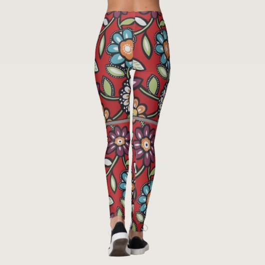 kleurrijke hippie groovy - bloem leggings (Achterkant)