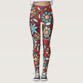 kleurrijke hippie groovy - bloem leggings (Voorkant)