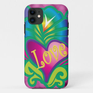 Kleurrijke hippie liefde & hart iPhone 11 hoesje