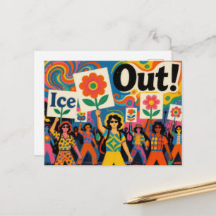 Kleurrijke Hippie Mensen Ijs Uit Protest Kunst Briefkaart