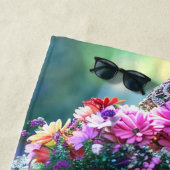 Kleurrijke hippie skelet bloemenkroon guirlande strandlaken (In situ)