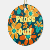 Kleurrijke hippie stijl rust uit groovy ronde keramisch ornament (Links)