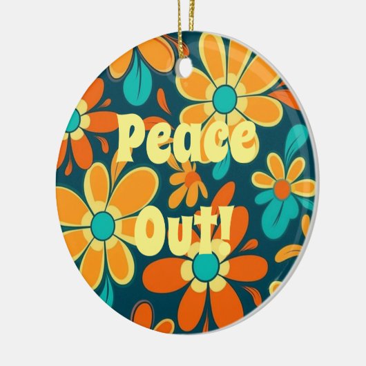 Kleurrijke hippie stijl rust uit groovy ronde keramisch ornament (Links)