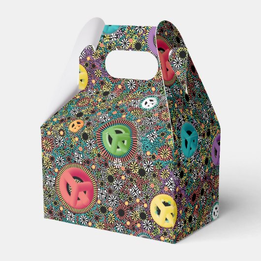 Kleurrijke Hippie Vrede en Liefde 60s Bedankdoosjes (Achterkant)