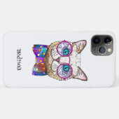 Kleurrijke Hipster kat, gepersonaliseerd Case-Mate iPhone Case (Achterkant (horizontaal))