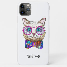 Kleurrijke Hipster kat, gepersonaliseerd Case-Mate iPhone Case