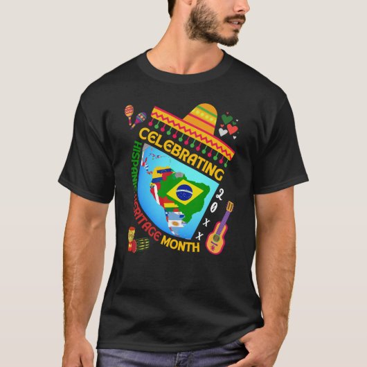 Kleurrijke HISPANIC HERITAGE MAAND T-shirt (Voorkant)