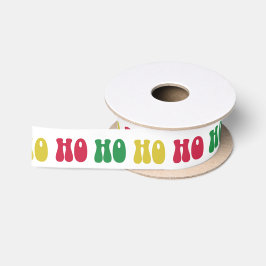 Kleurrijke Ho Ho Ho Kerst Vakantie Cadeaupapier Satijnen Lint