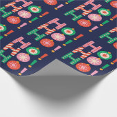 Kleurrijke HO HO HO Navy Blue kerstcadeau Cadeaupapier (Hoek)