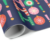 Kleurrijke HO HO HO Navy Blue kerstcadeau Cadeaupapier (Rol Hoek)