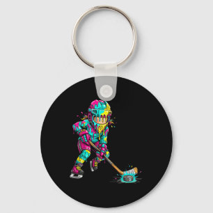 Kleurrijke Hockey Ijs Drip Speler (1) Sleutelhanger