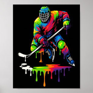 Kleurrijke Hockey Ijs Drip Speler Poster