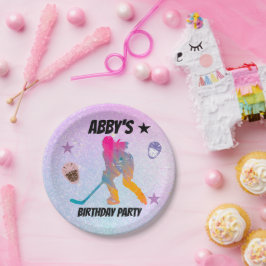 Kleurrijke Hockey Player Paper Borden Papieren Bordje