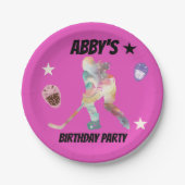 Kleurrijke hockeyspeler papieren bordje (Voorkant)