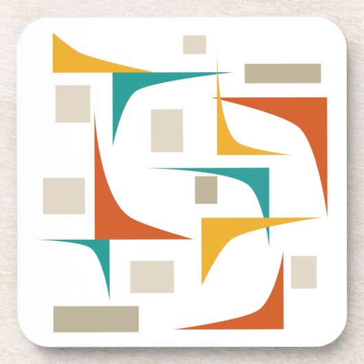 Kleurrijke hoeken en rechthoeken Atomic Mid Centur Bier Onderzetter (Voorkant)