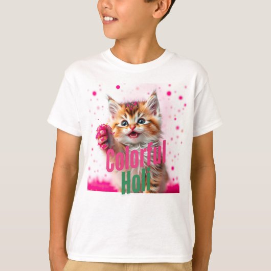 Kleurrijke Holi – Schattigee Kitten Edition! T-shirt (Voorkant)