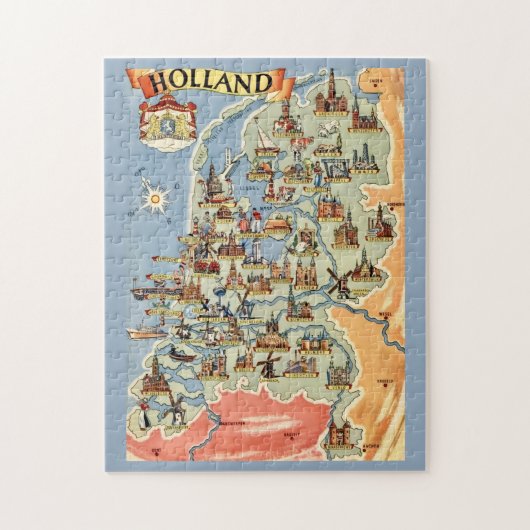 Kleurrijke Holland kaart Legpuzzel (Verticaal)