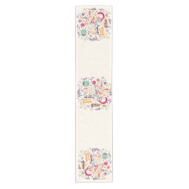 Kleurrijke Holly Jolly Kerst Retro Tekst Ontwerp Korte Tafelloper