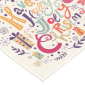 Kleurrijke Holly Jolly Kerst Retro Tekst Ontwerp Korte Tafelloper (Hoek)