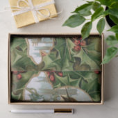 Kleurrijke  Holly, Robins en Groet Tissuepapier (Geschenk)