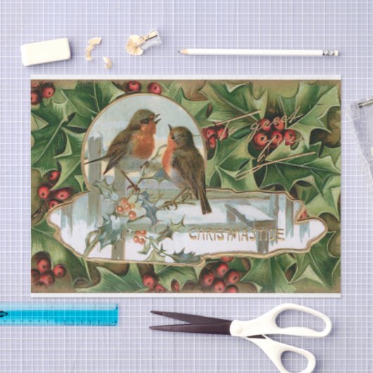 Kleurrijke  Holly, Robins en Groet Tissuepapier (Craft)