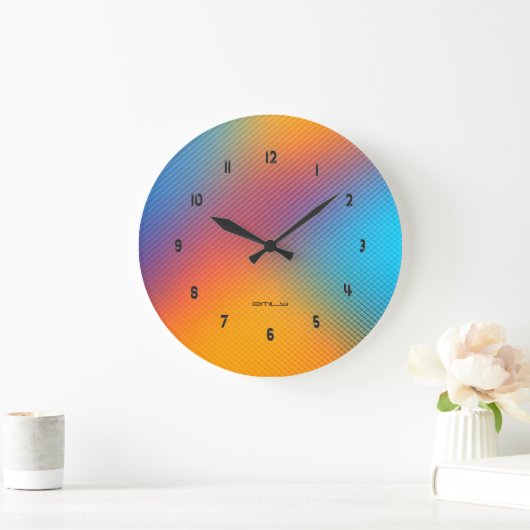 Kleurrijke holografische achtergrond grote klok (Huis)