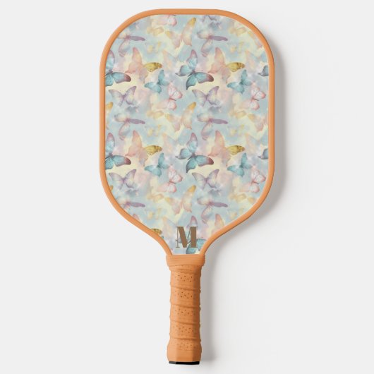 Kleurrijke Holografische Vlinder Modern Monogram Pickleball Paddle (Achterkant)