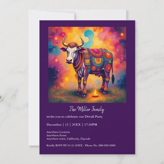Kleurrijke Holy Diwali Koeien in feestelijke vermo (Voorkant)