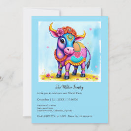 Kleurrijke Holy Diwali Koeien in feestelijke vermo