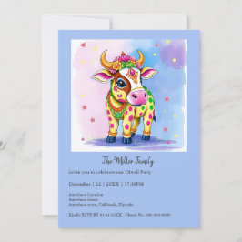 Kleurrijke Holy Diwali Koeien in feestelijke vermo