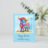 Kleurrijke Holy Diwali Koeien in feestelijke vermo Feestdagenkaart (Staand voorkant)