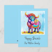 Kleurrijke Holy Diwali Koeien in feestelijke vermo Feestdagenkaart (Voorkant / Achterkant)