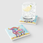 Kleurrijke Holy Diwali Koeien in feestelijke vermo Stenen Onderzetter (Zijkant)