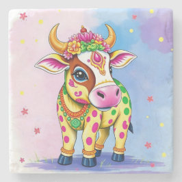 Kleurrijke Holy Diwali Koeien in feestelijke vermo Stenen Onderzetter