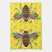 Kleurrijke hommel bij 1/2 vouw keukenhanddoek (Verticaal)
