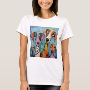 Kleurrijke Hond Abstracte Kunst Cartoonstijl T-shirt