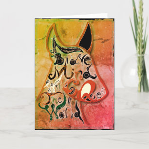 Kleurrijke hond: een dappere geest zal de wereld v bedankkaart